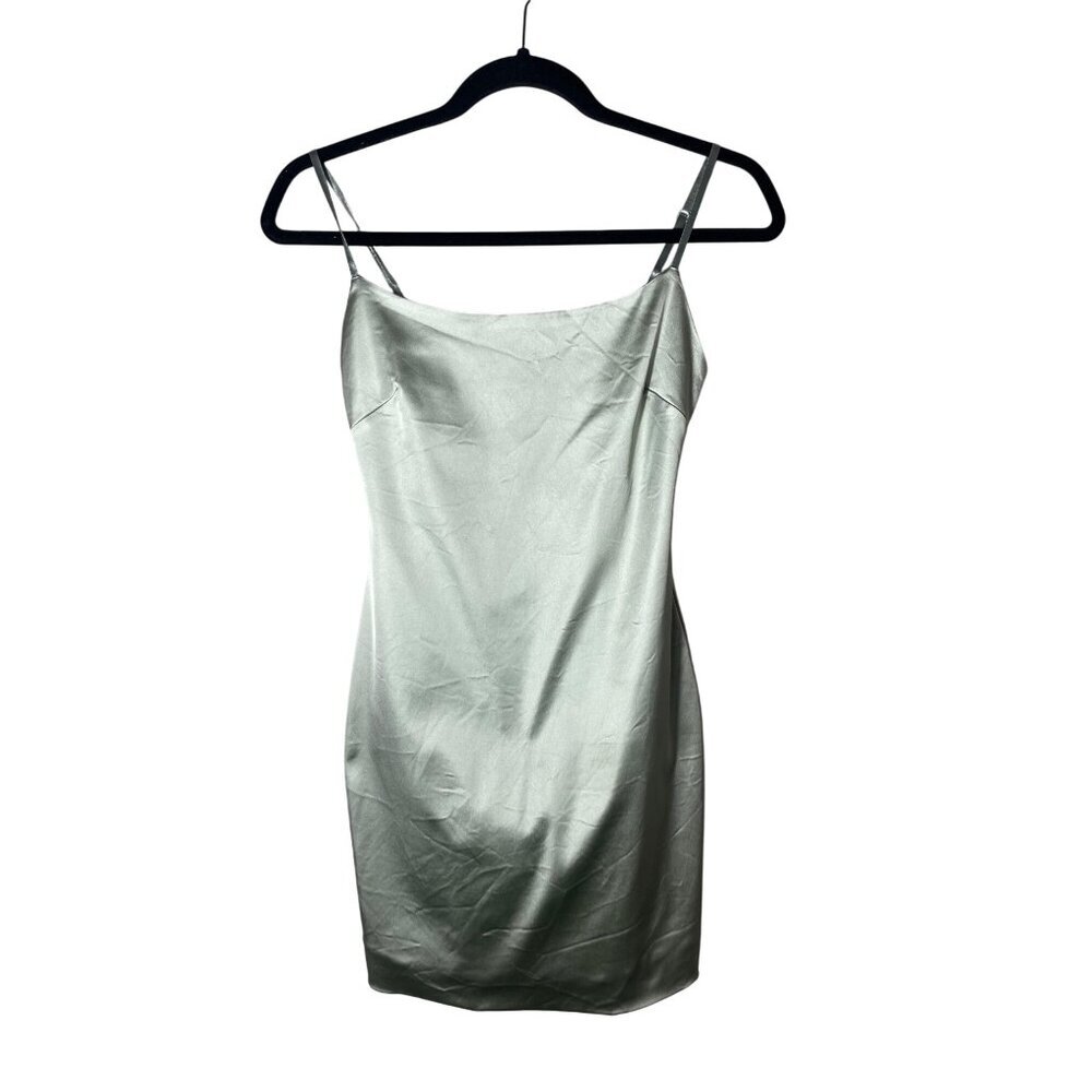 Aritzia Babaton Women's Size 0 Sage Green Satin Spaghetti Strap Bodycon Dress